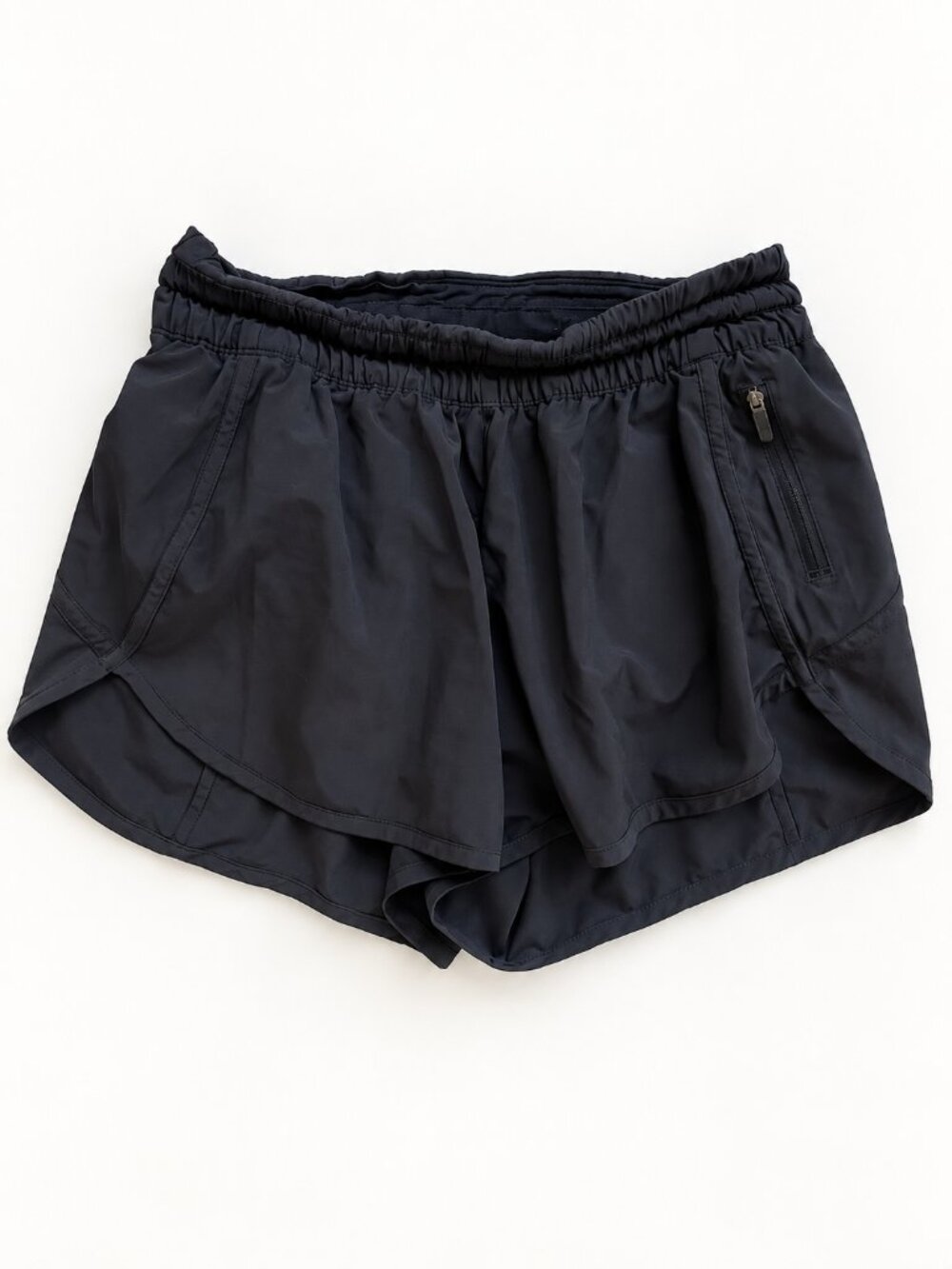 lululemon Black Athletic Shorts Size 8 Zip Pocket Curved Hem